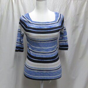 INC. Multi Blue/Metallic 3/4 Sleeve Top